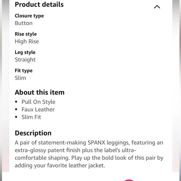 SPANX SPANXshape Faux Patent Leather Vegan
Leggings Ruby Red Petite SMALL - Picture 3 of 14